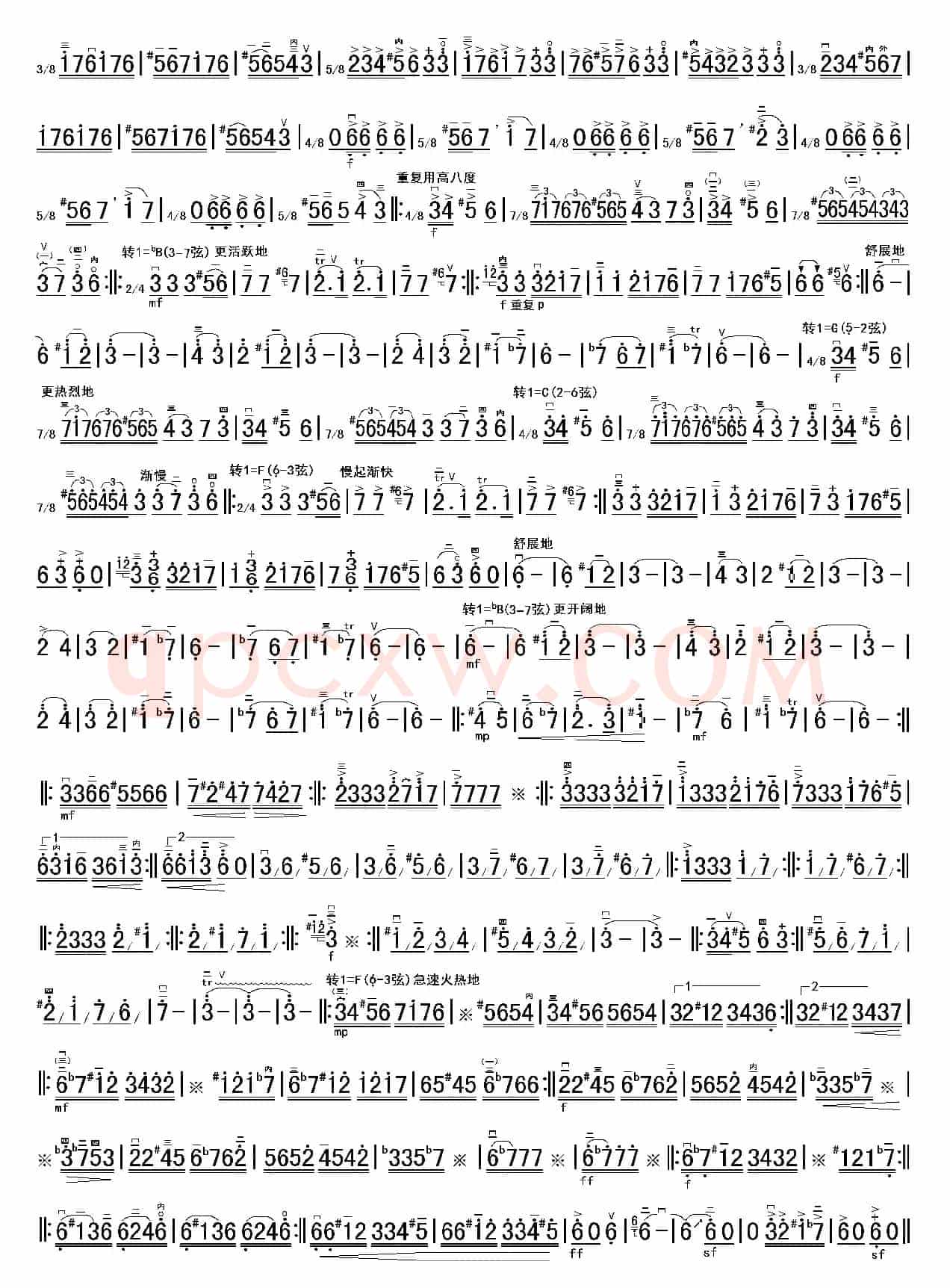 阳光照耀着塔什库尔干二胡谱（双页高清）