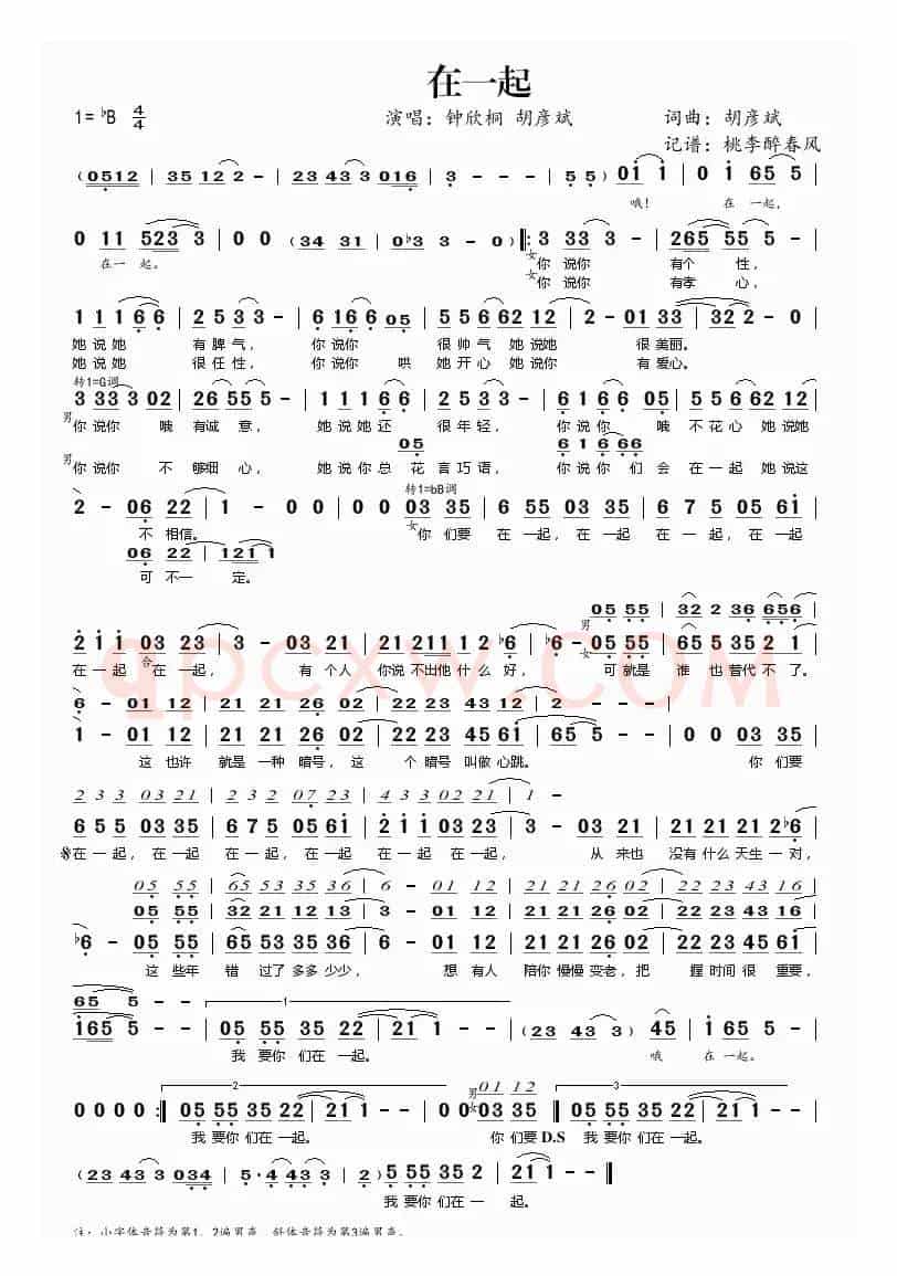 在一起(胡彦斌 词曲)