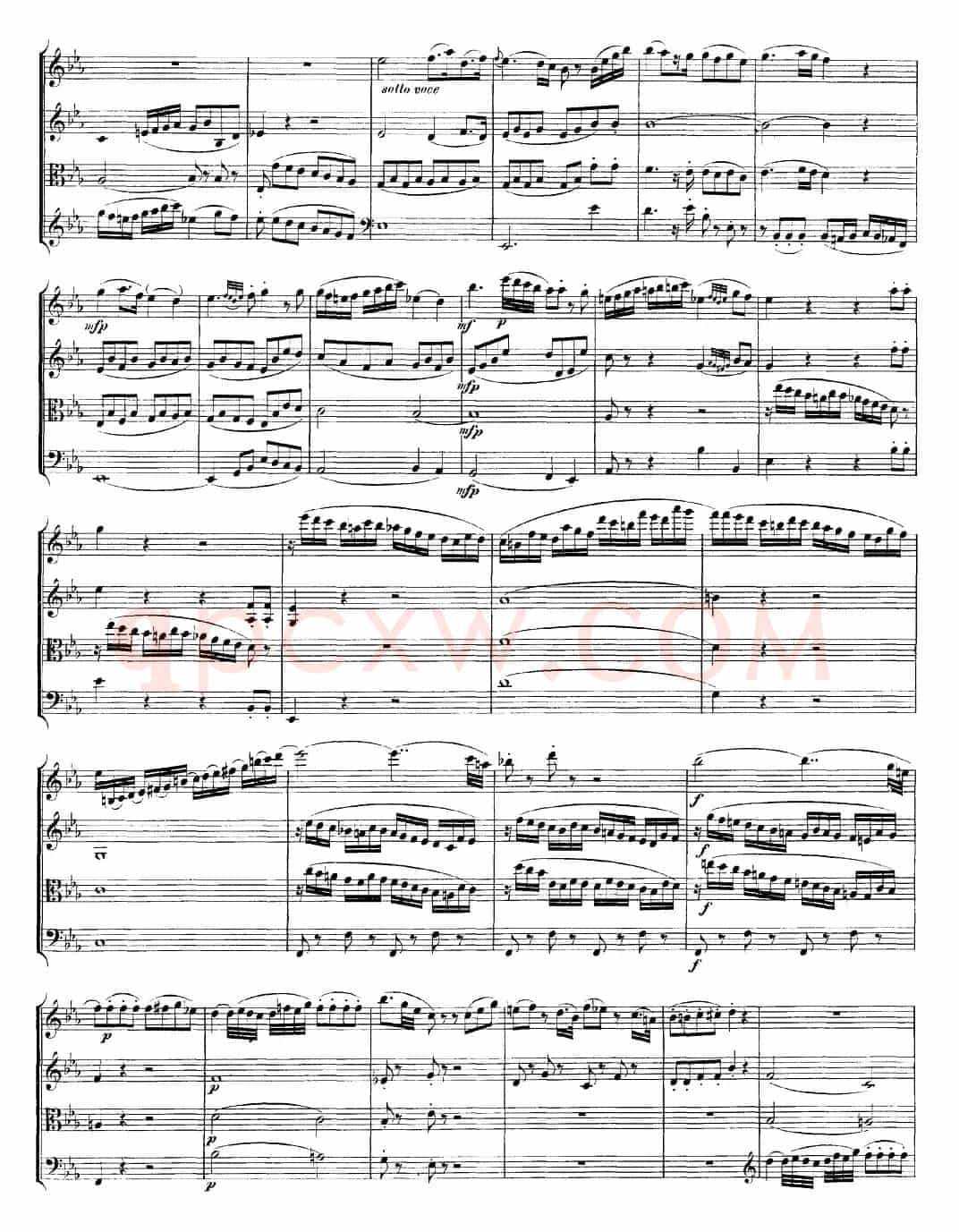 Mozart《Quartet No.22 in Bb Major，K.589》（总谱）