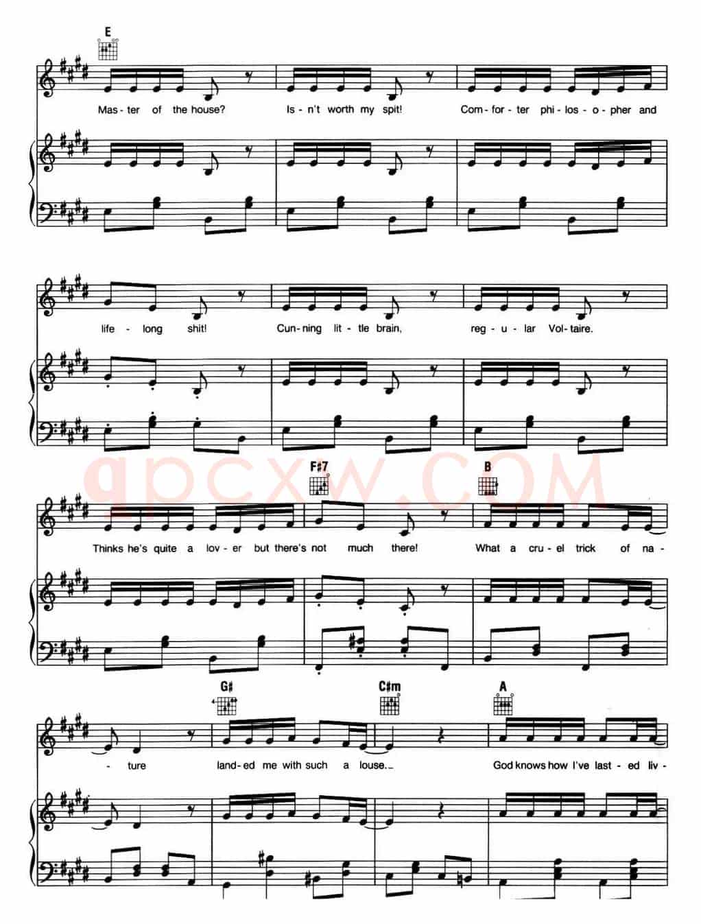 Master of the House (音乐剧《悲惨世界》(Les Miserables)选曲、正谱 )