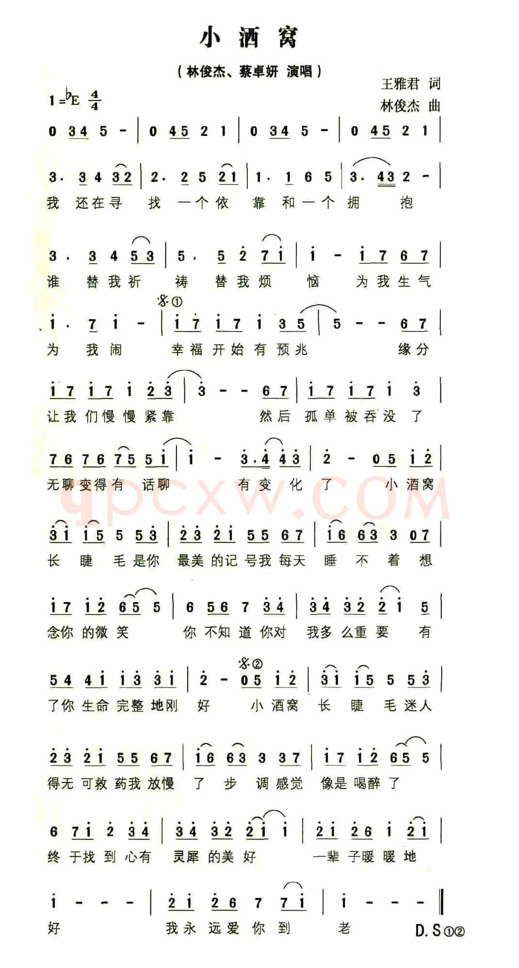 小酒窝（王雅君词 林俊杰曲）