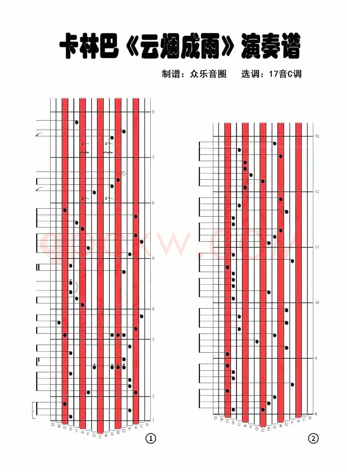 云烟成雨（拇指琴卡林巴琴演奏谱）