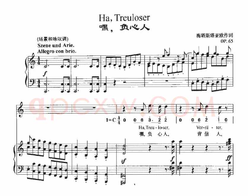 Ha，Treuloser（嘿，负心人）（中外文对照、正谱+简谱）