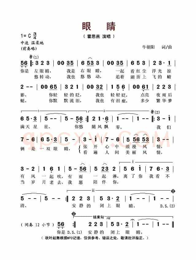 眼睛（牛朝阳词曲）