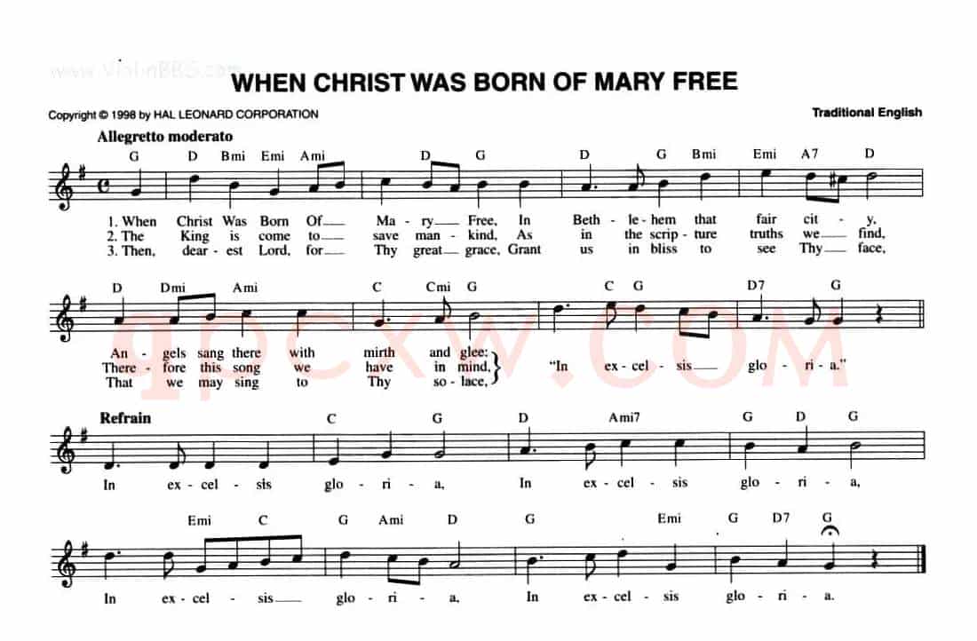 WHEN CHRIST WAS BORN OF MARY FREE