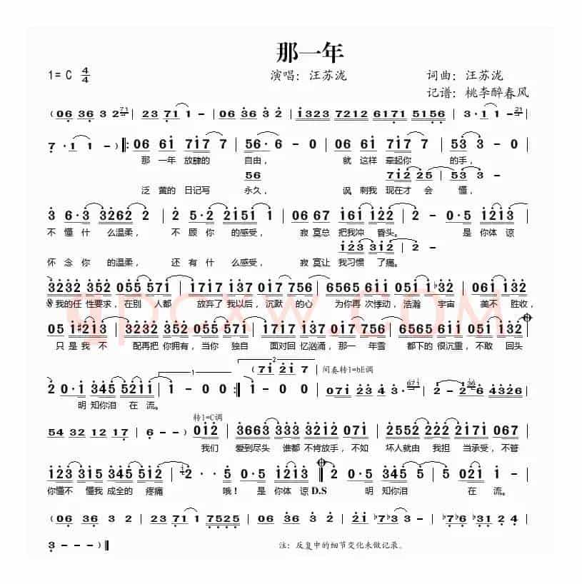 那一年（汪苏泷词曲）