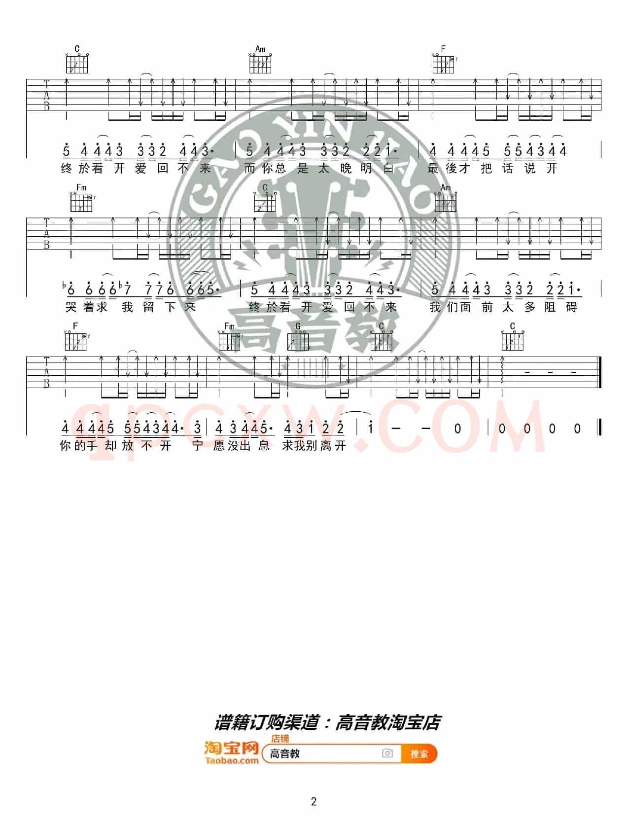 《倒带》吉他谱C调入门版 猴哥吉他教学 高音教编配