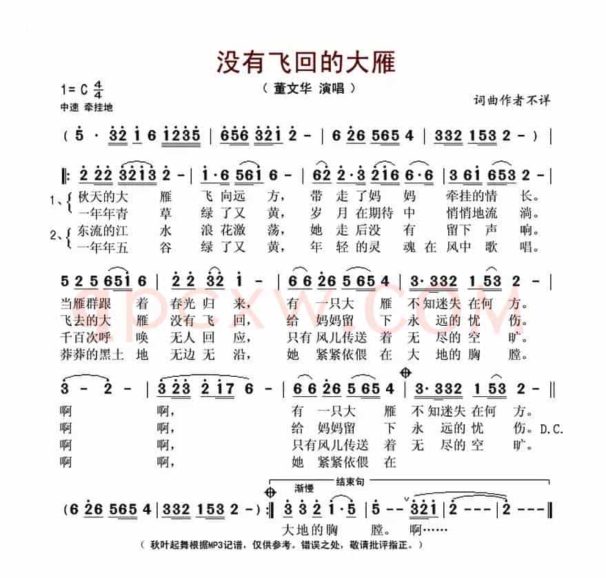 没有飞回的大雁