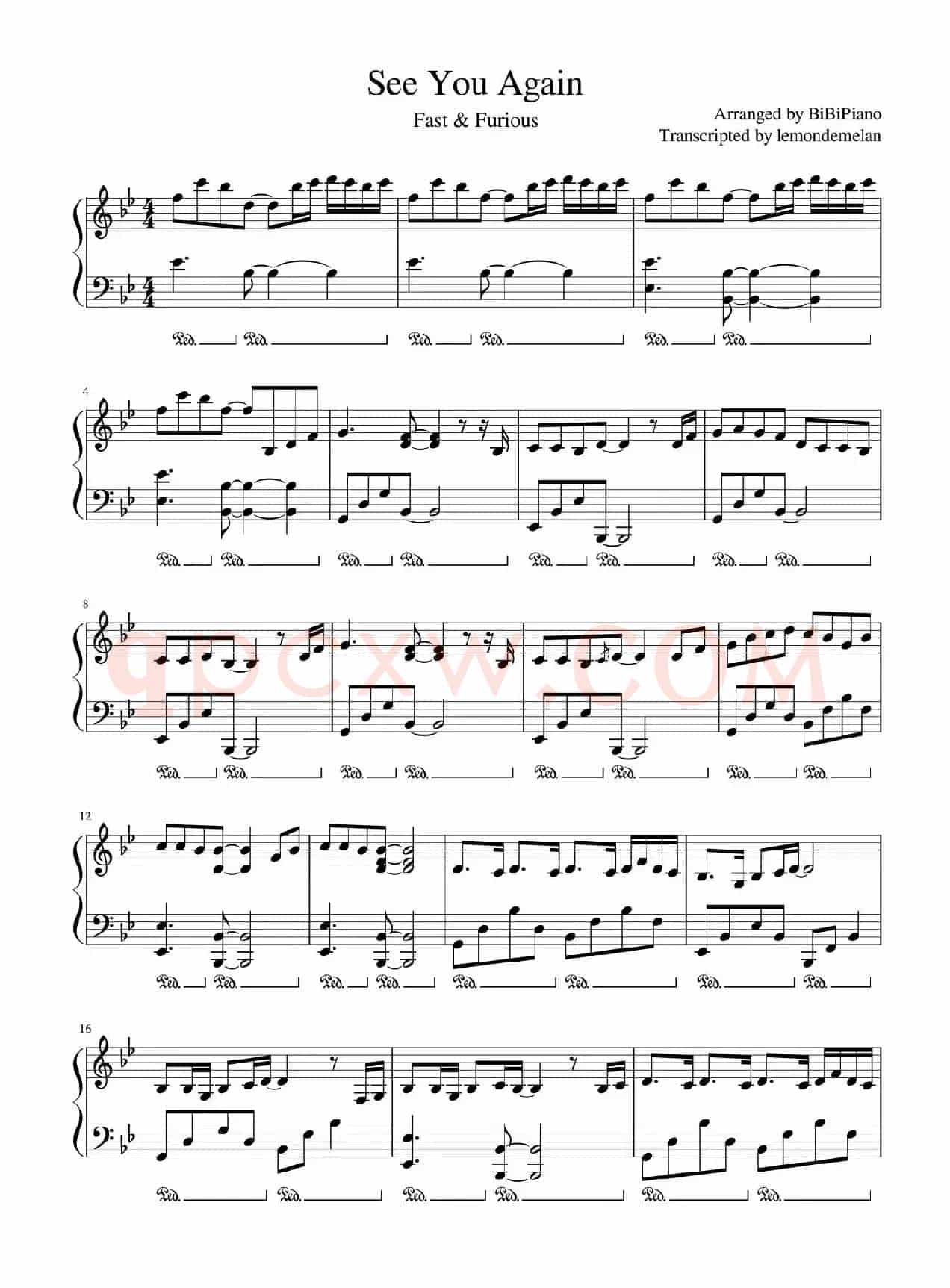 See You Again【《速度与激情7》片尾曲】（BiBiPiano钢琴版）