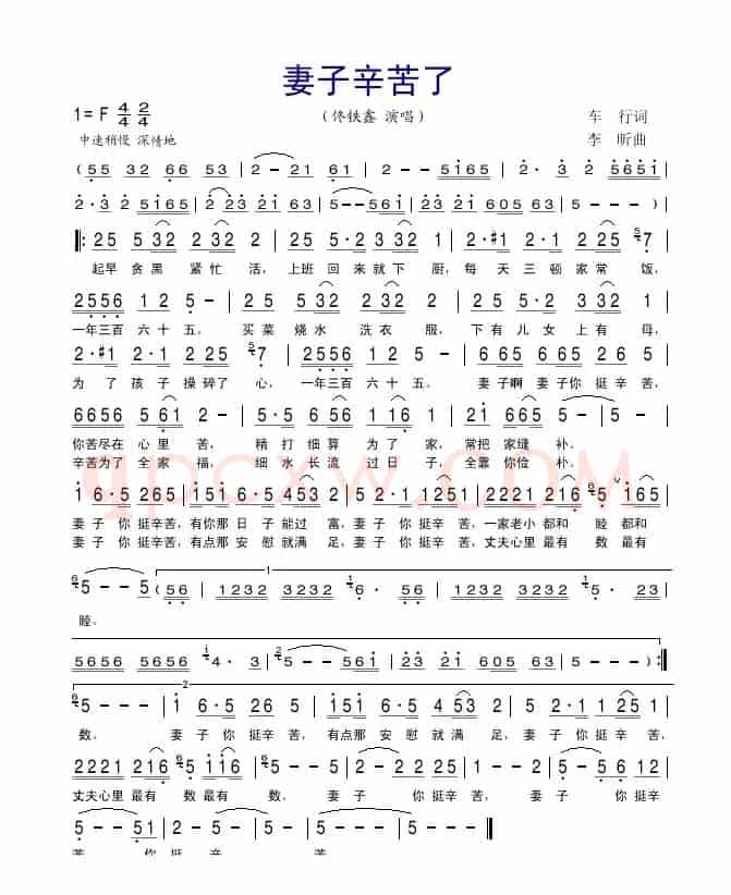 妻子辛苦了（佟铁鑫演唱版 有间奏）