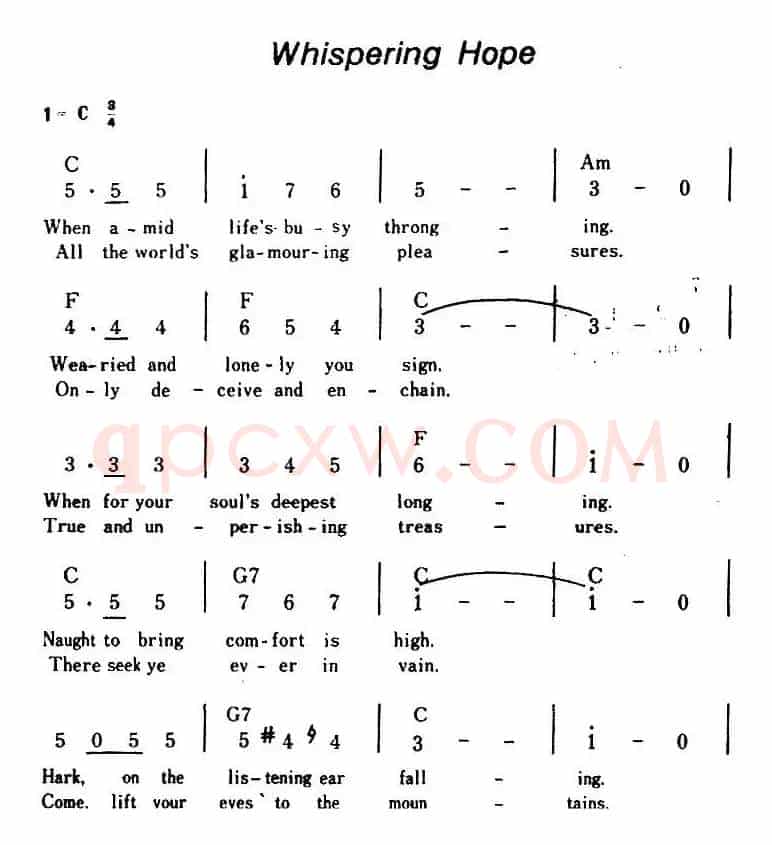 [美]Whispering Hope（低声的祈祷、带和弦）