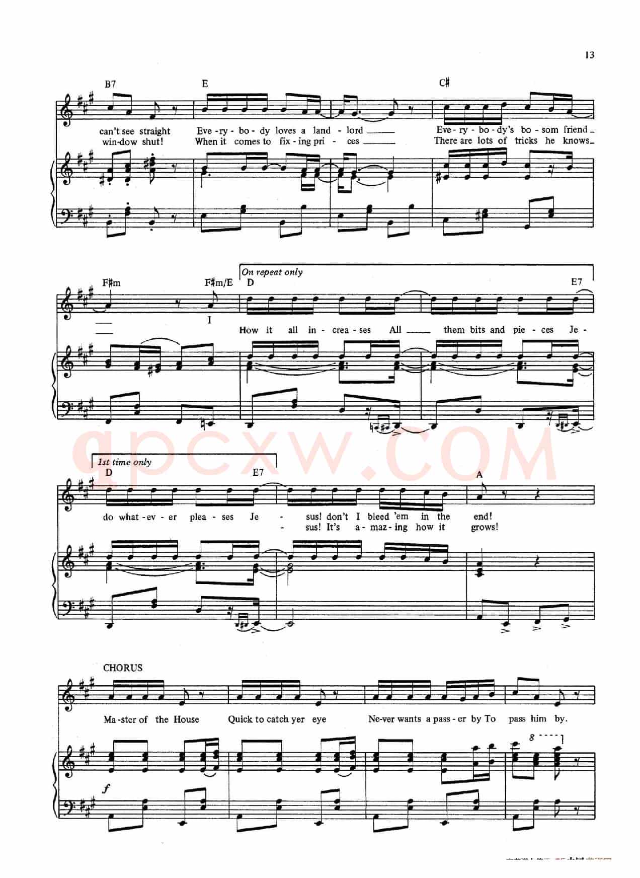 Master of the House (音乐剧《悲惨世界》(Les Miserables)选曲、正谱 )