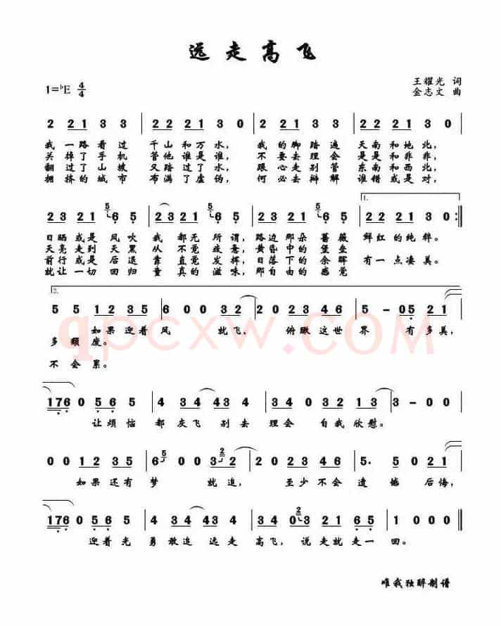 远走高飞（王耀光词 金志文曲）