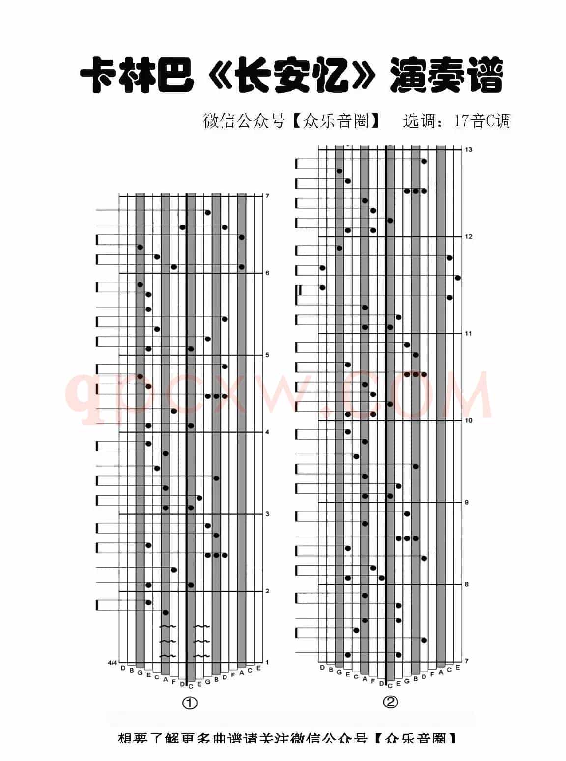 长安忆（拇指琴卡林巴琴专用谱）