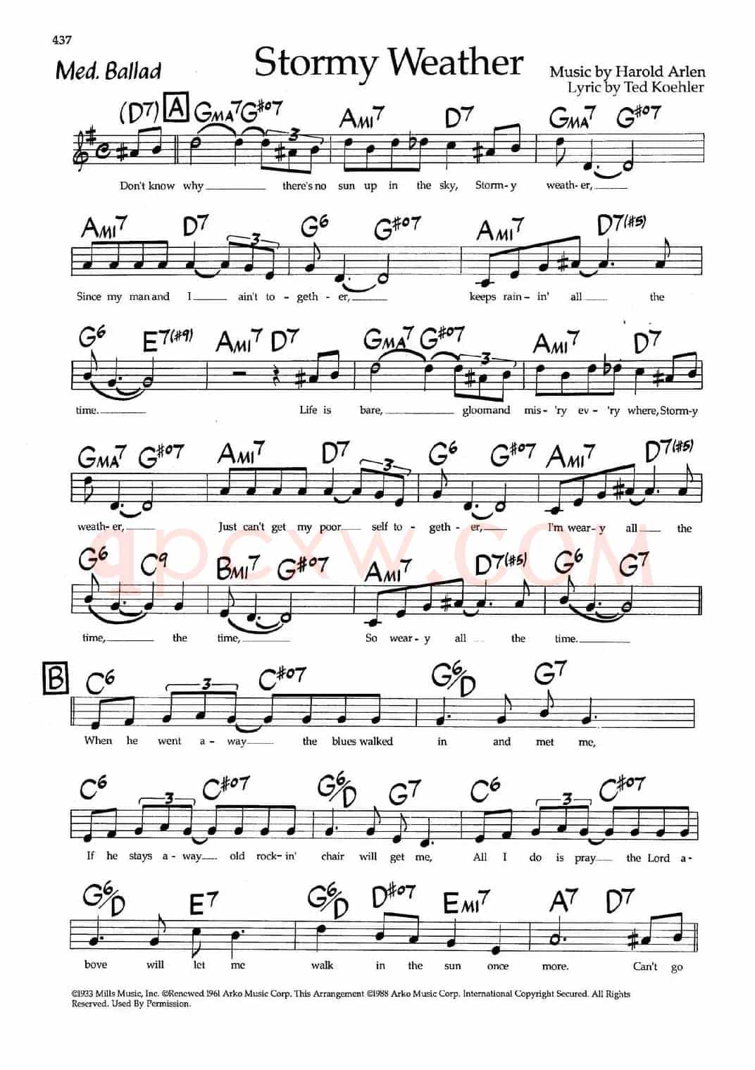 Stormy Weather（带和弦五线谱）