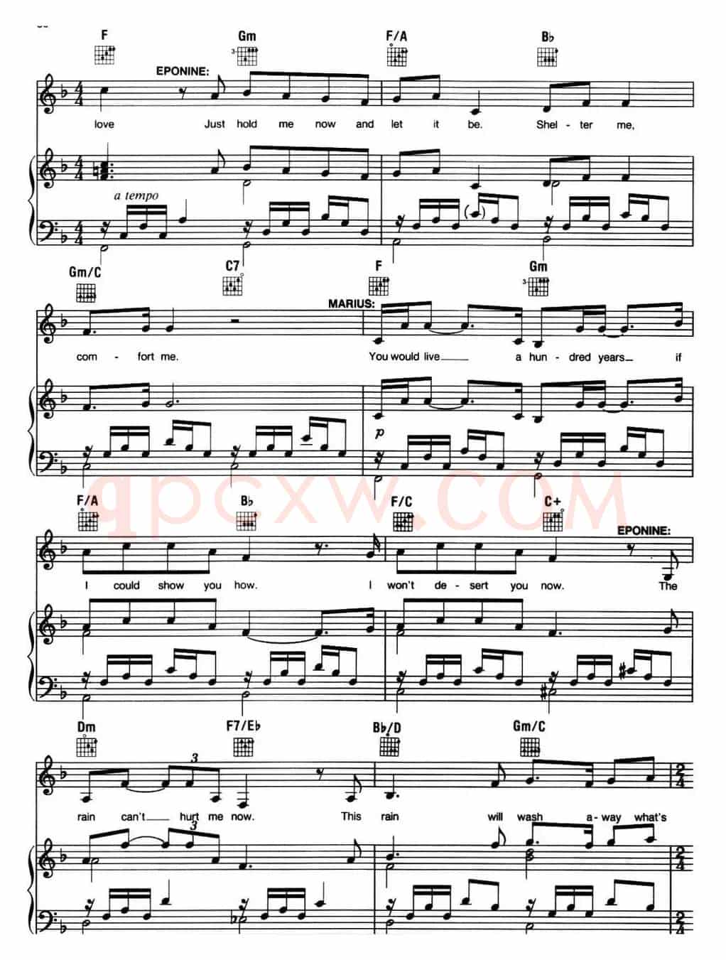 A Little Fall of Rain(音乐剧《悲惨世界》(Les Miserables)选曲、正谱 )