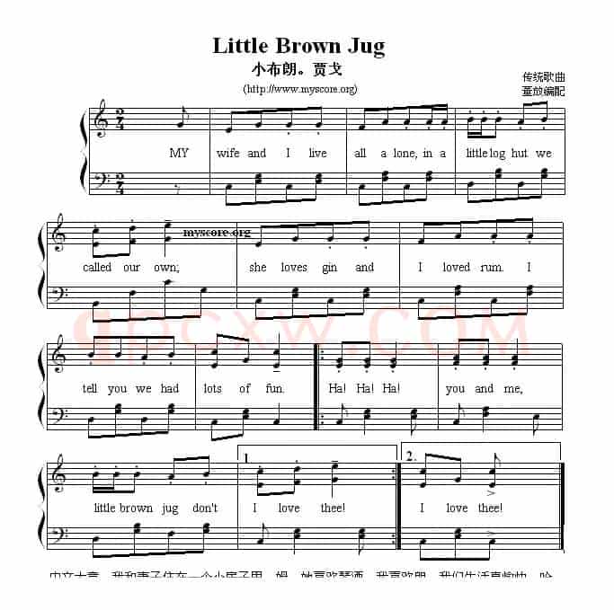 Little Brown Jug（小布朗·贾戈） （英文儿歌弹谱）