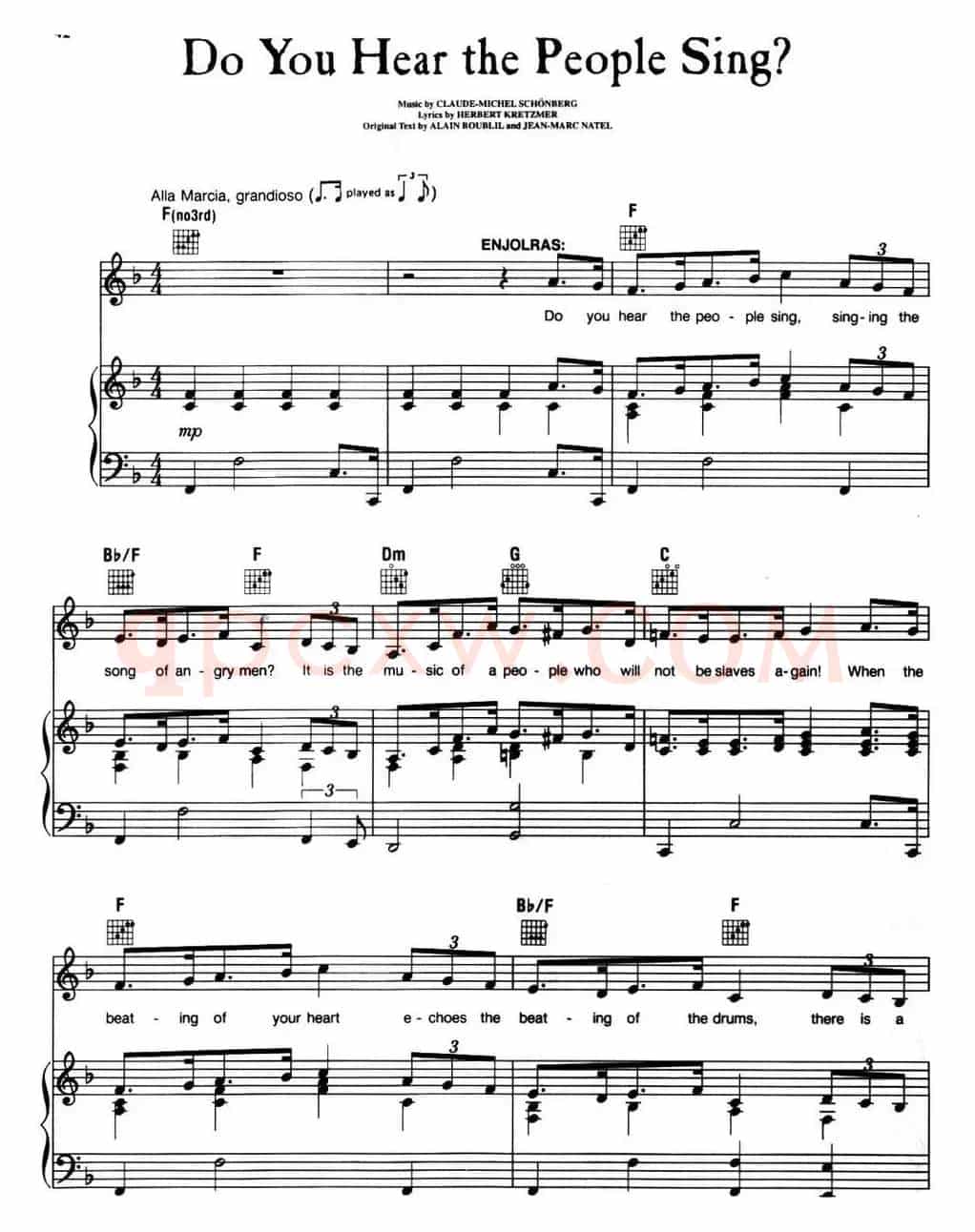 Do You Hear the People Sing? (音乐剧《悲惨世界》(Les Miserables)选曲、正谱 )