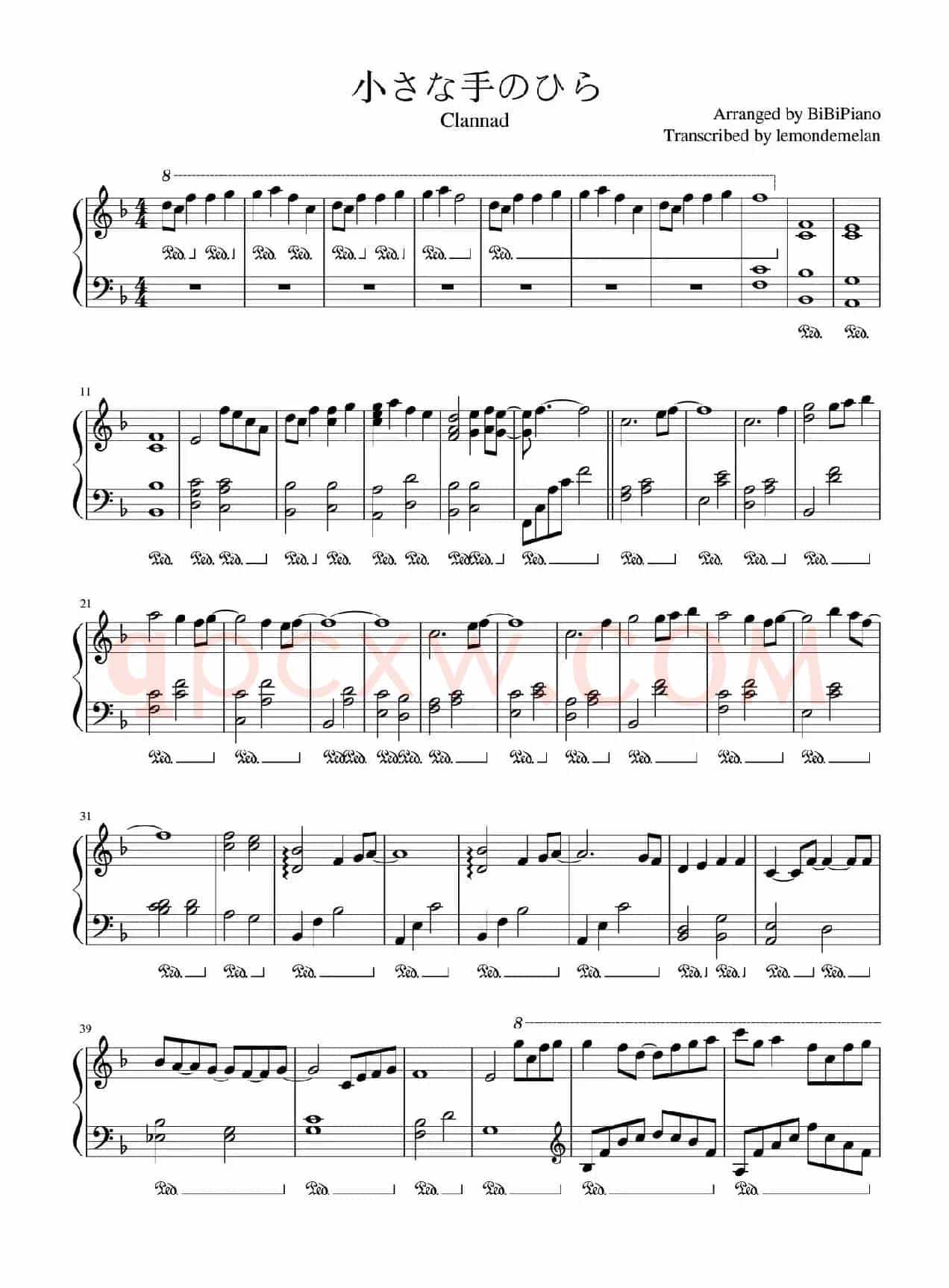 小小的手心（小さな手のひら）【CLANNAD（团子大家族）插曲】（BiBiPiano钢琴版）