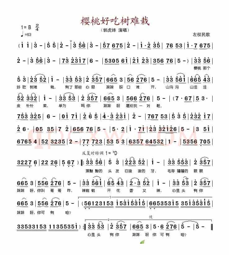 樱桃好吃树难栽（左权民歌）