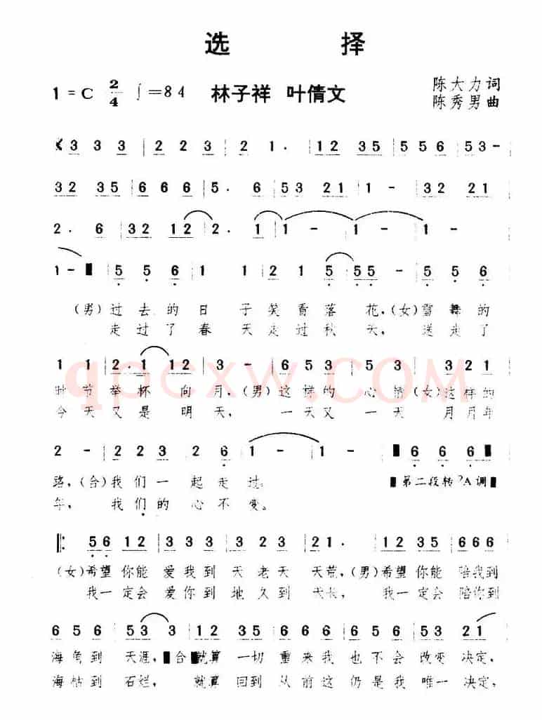 选择(陈大力词 陈秀男曲)