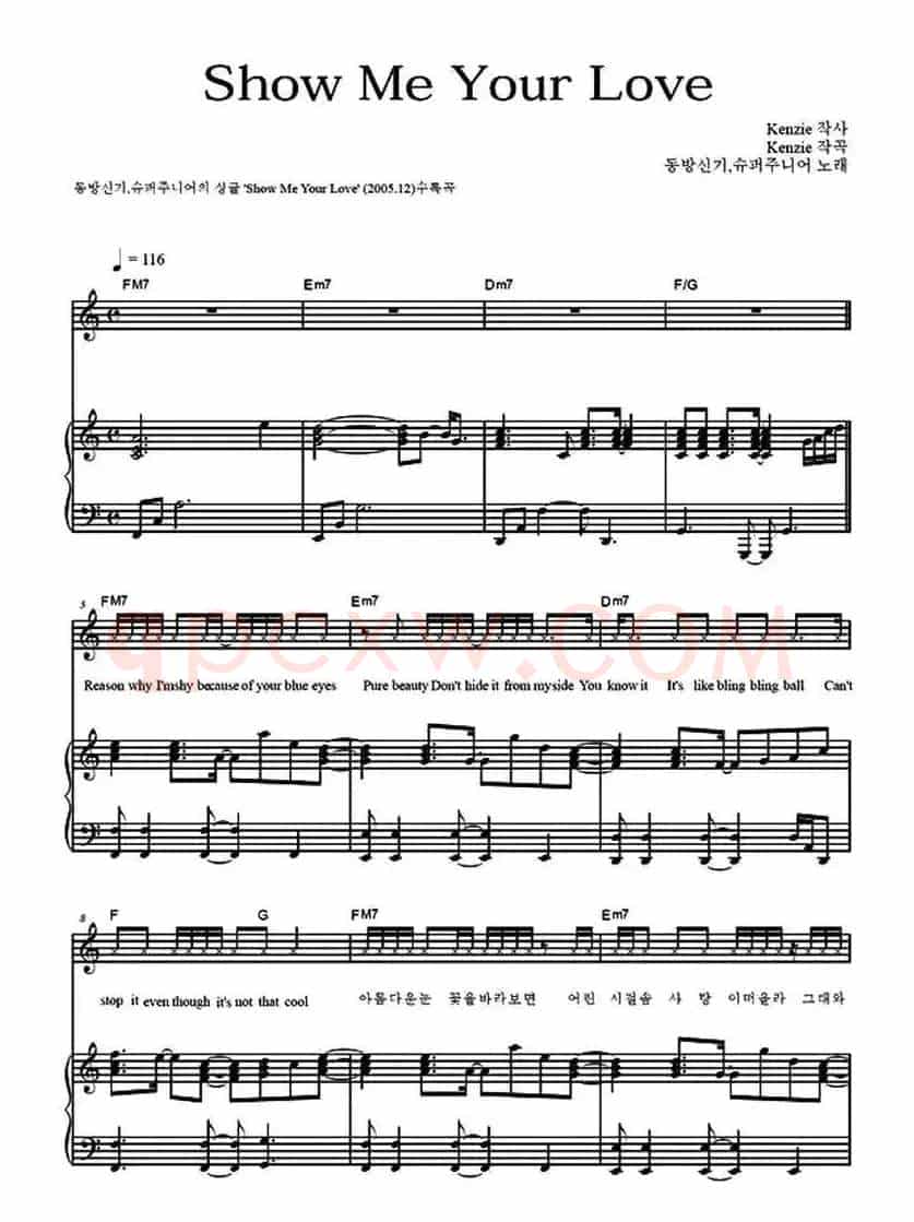Show me your love（韩文版、正谱）