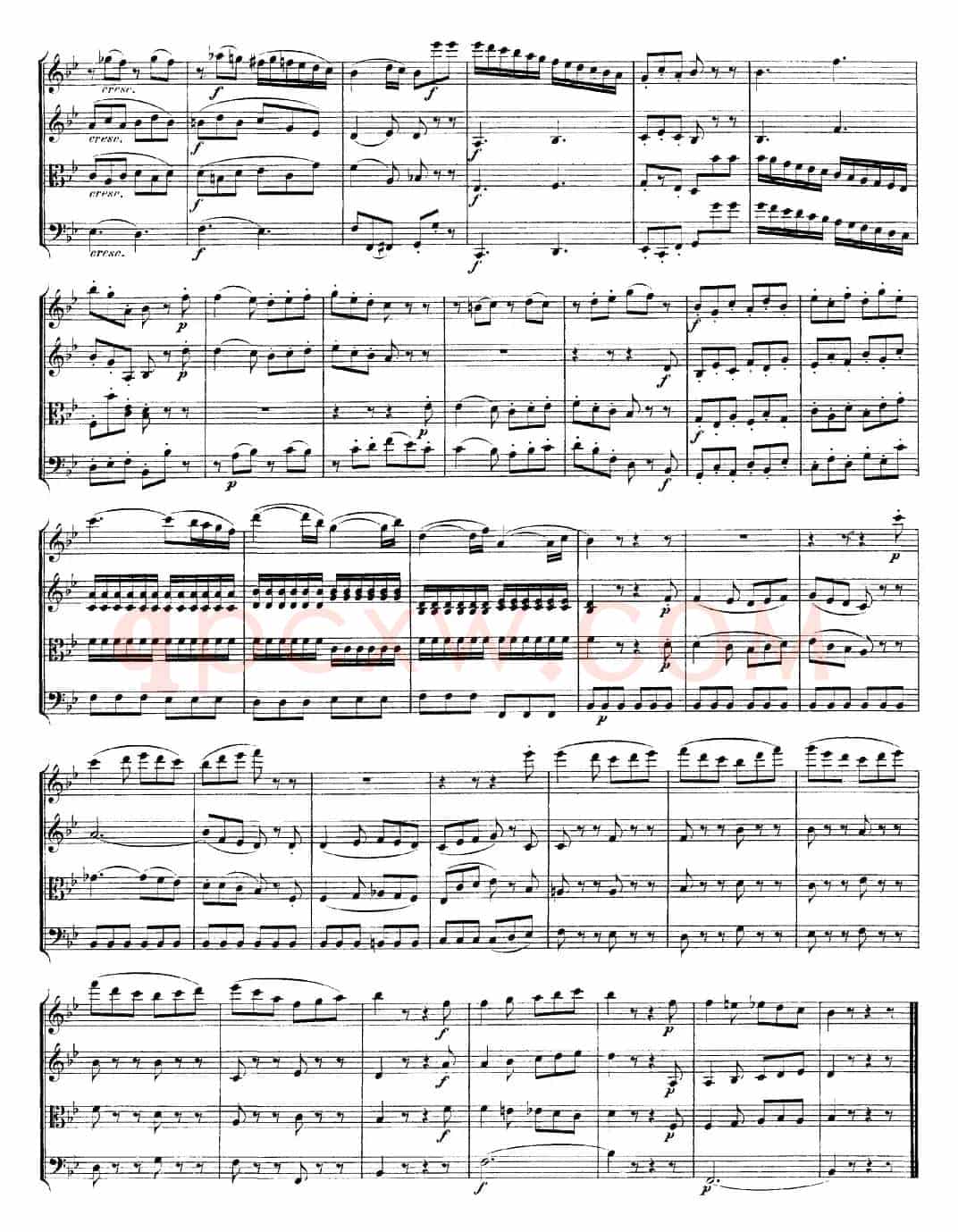 Mozart《Quartet No.22 in Bb Major，K.589》（总谱）