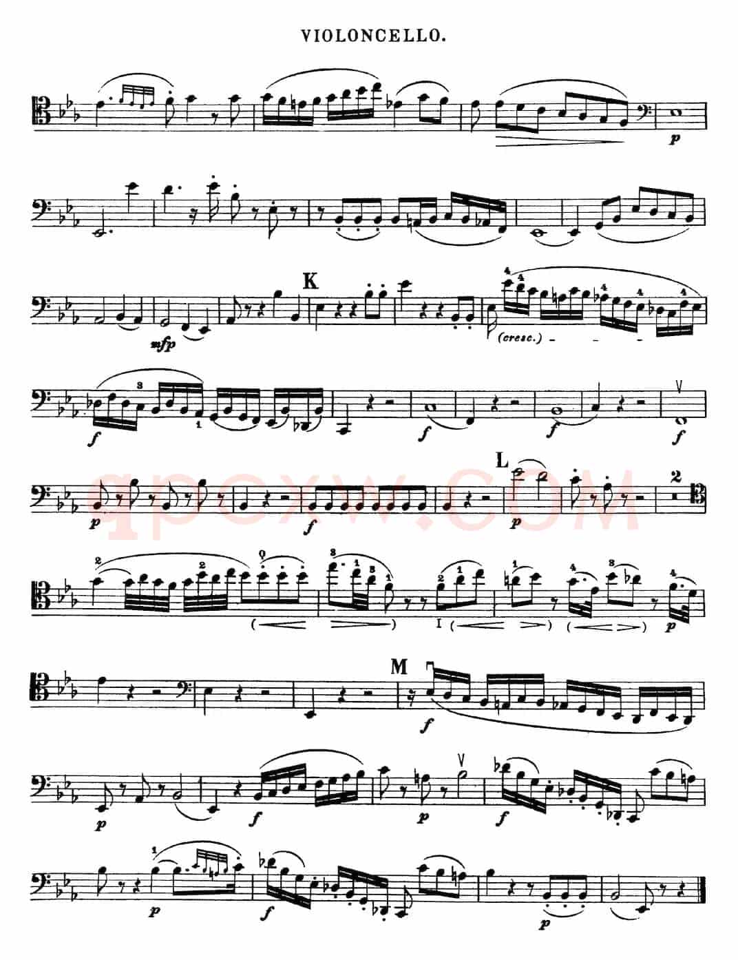 Mozart《Quartet No.22 in Bb Major，K.589》（Cello分谱）