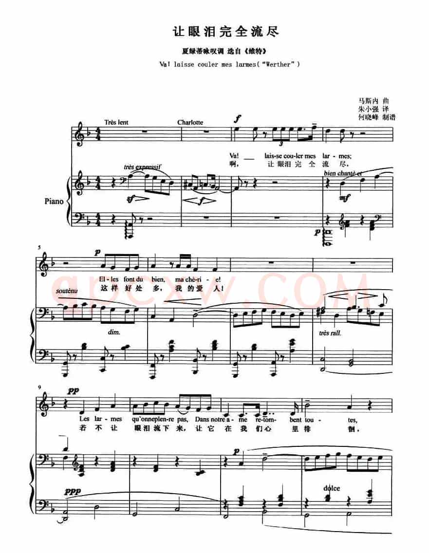 [法] 让眼泪完全流尽（歌剧《维特》选曲）