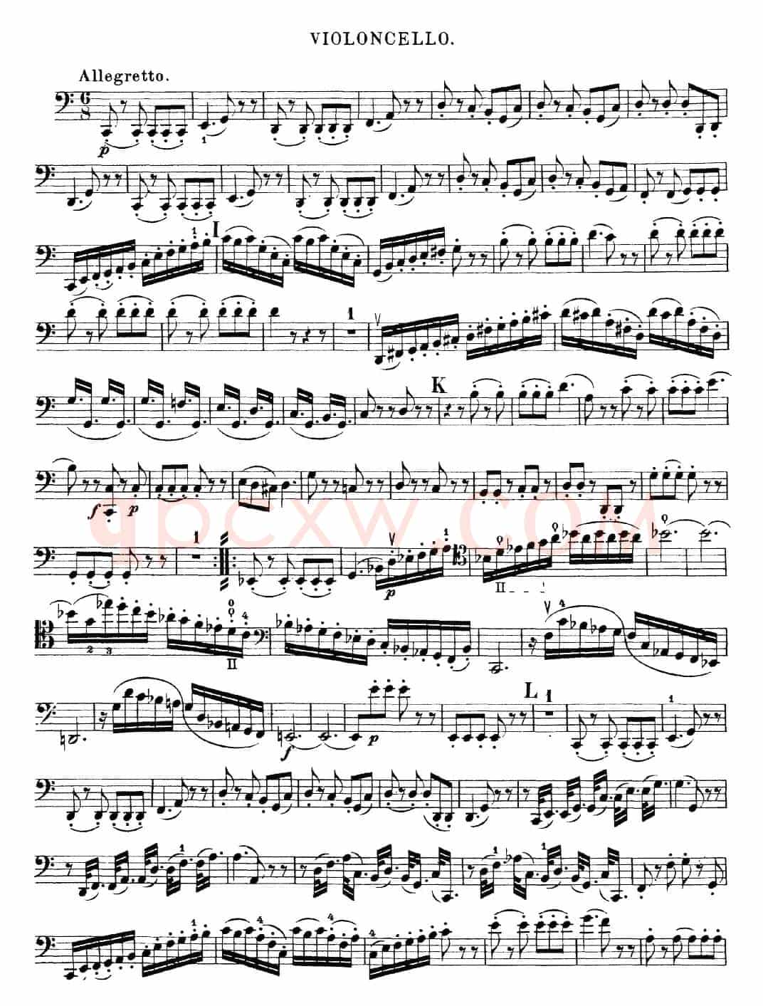 Mozart《Quartet No.23 in F Major，K.590》（Cello分谱）