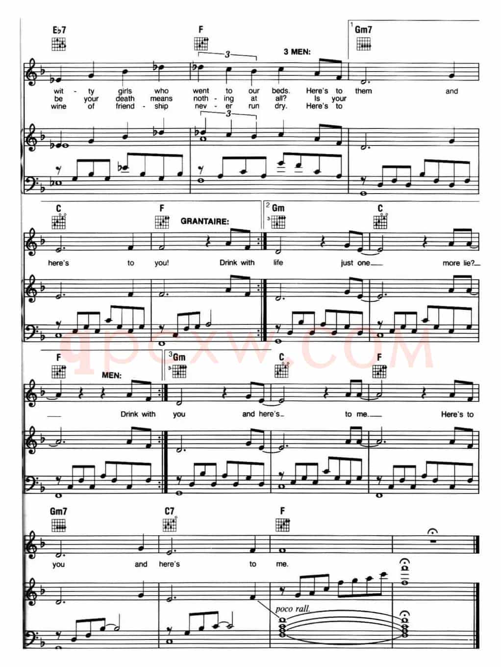 Drink With Me(To Days Gone By)(音乐剧《悲惨世界》(Les Miserables)选曲、正谱 )