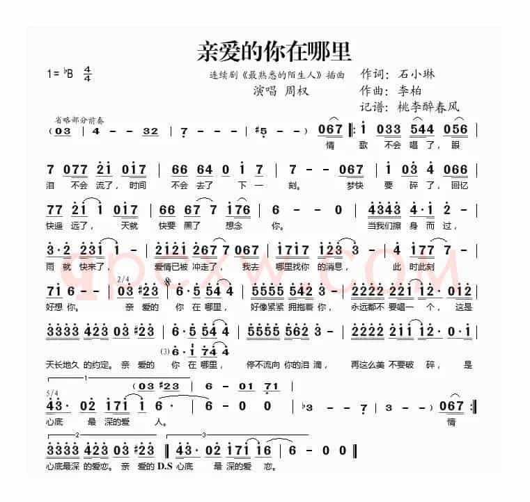 亲爱的你在哪里（连续剧《最熟悉的陌生人》插曲）
