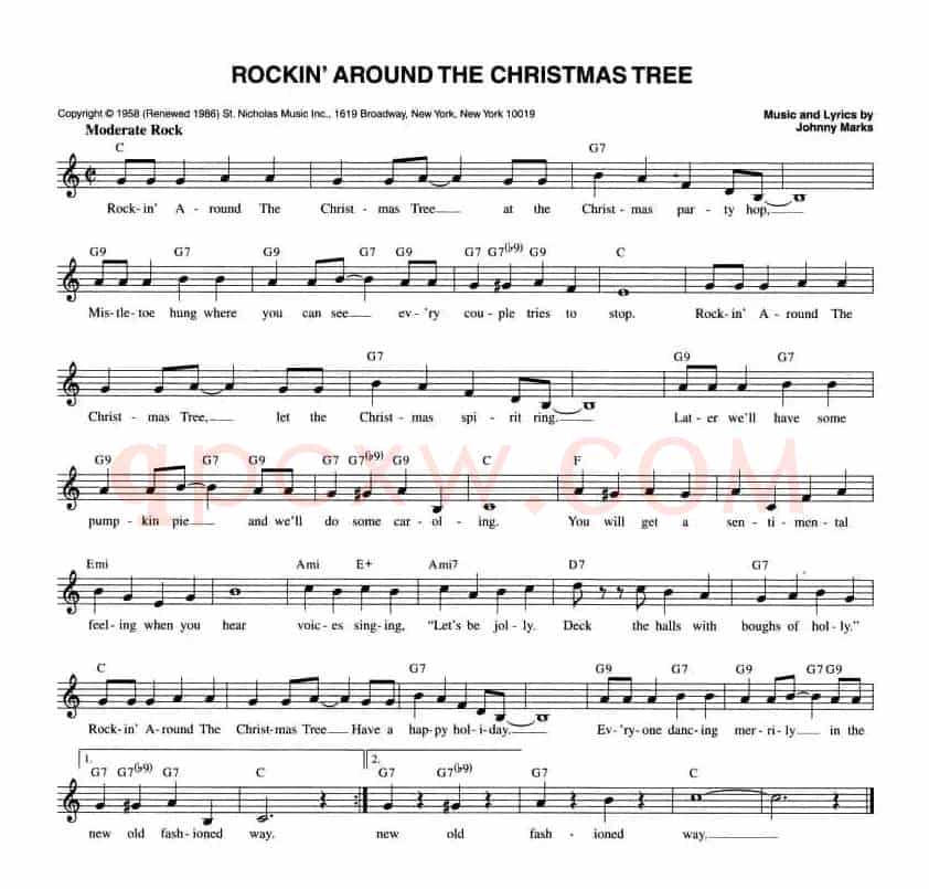 ROCKIN' AROUND THE CHRISTMAS TREE（五线谱）