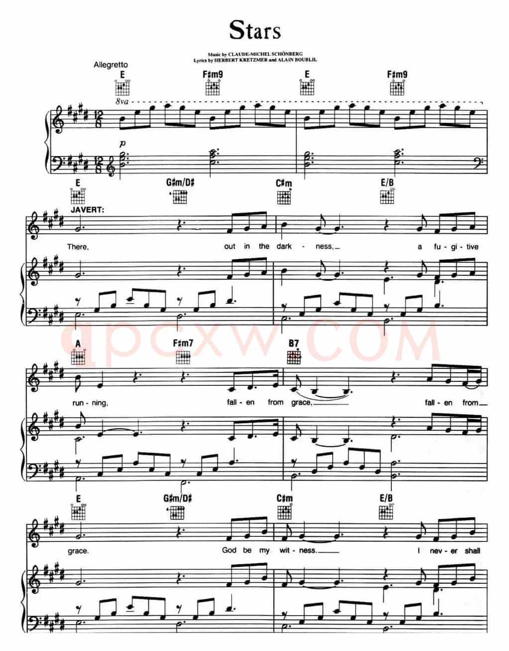 Stars （音乐剧《悲惨世界》（Les Miserables）选曲、正谱 ）