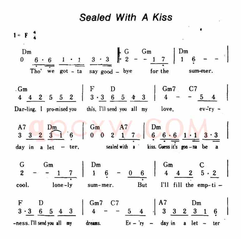 [美]Sealed With A Kiss（印一个吻、带和弦）