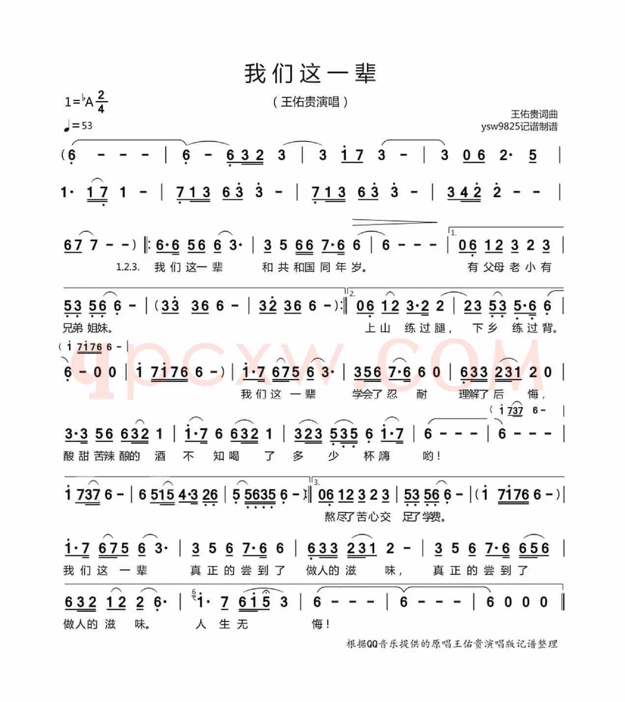 我们这一辈（王佑贵演唱）
