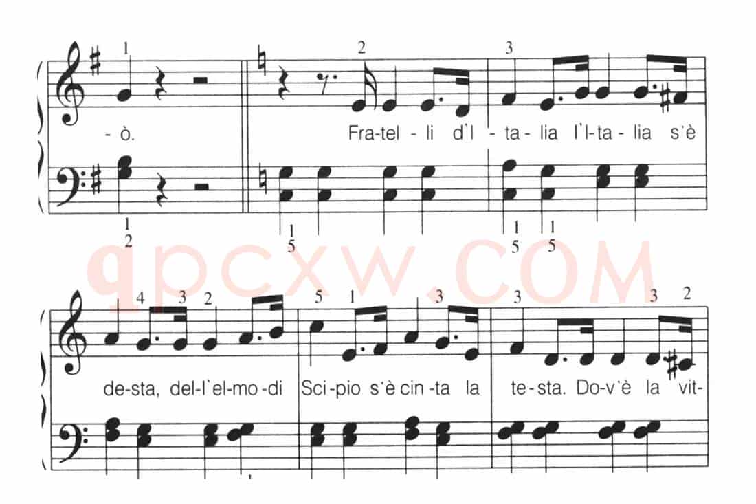 [意]Fratelli d'ltalia（意大利国歌）（弹唱谱）
