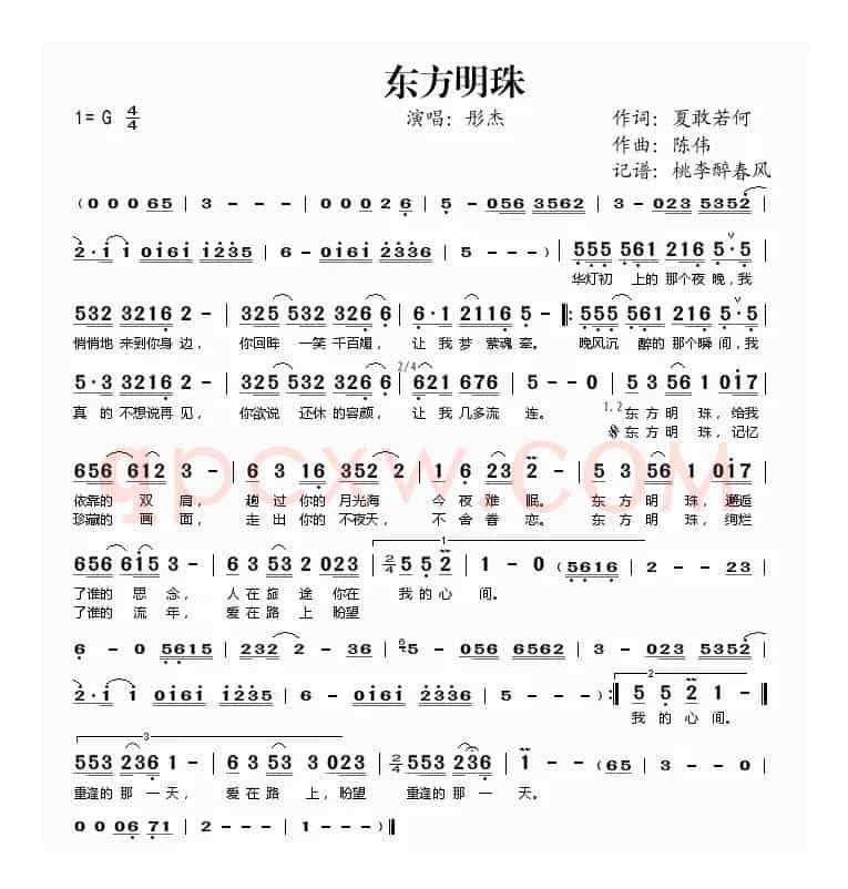 东方明珠（夏敢若何词 陈伟曲）