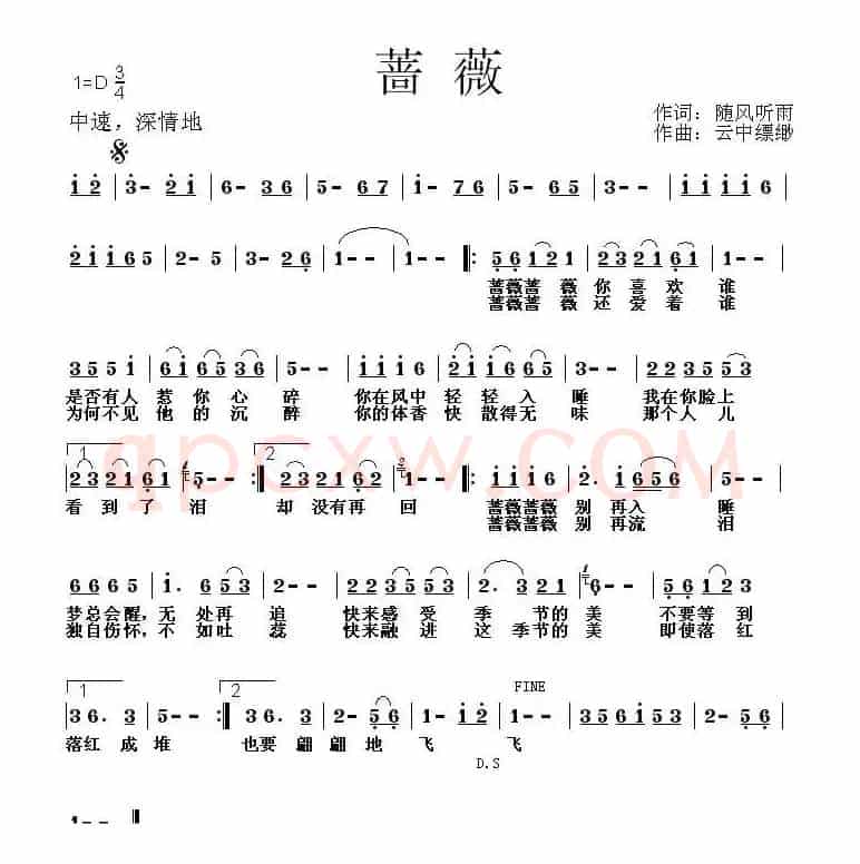 蔷薇(随风听雨 词 云中缥缈曲)