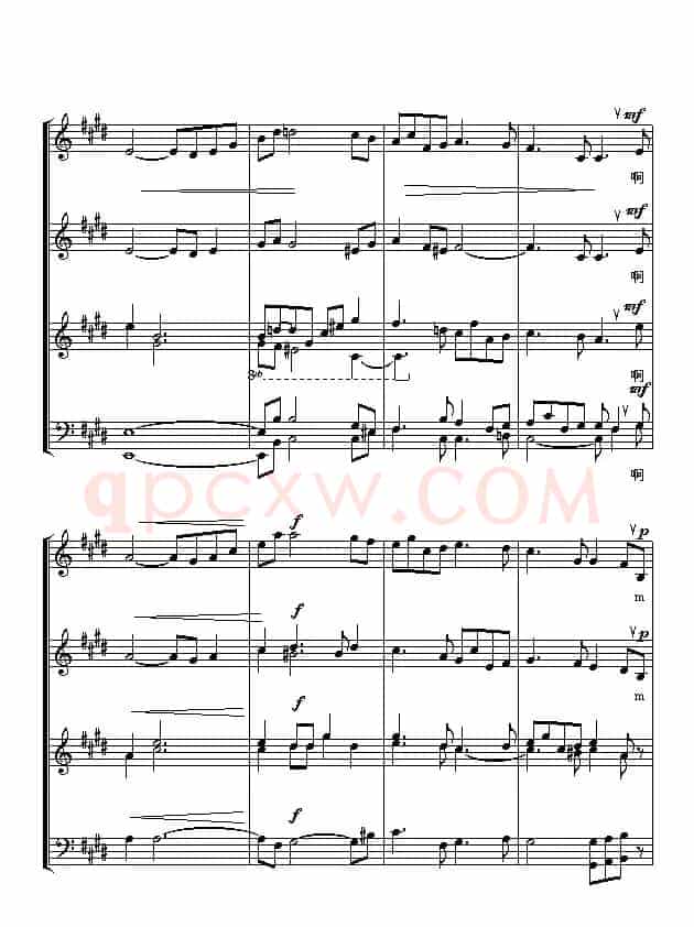 梦幻曲（无伴奏四部合唱 、五线谱）（索科洛夫配合唱版）