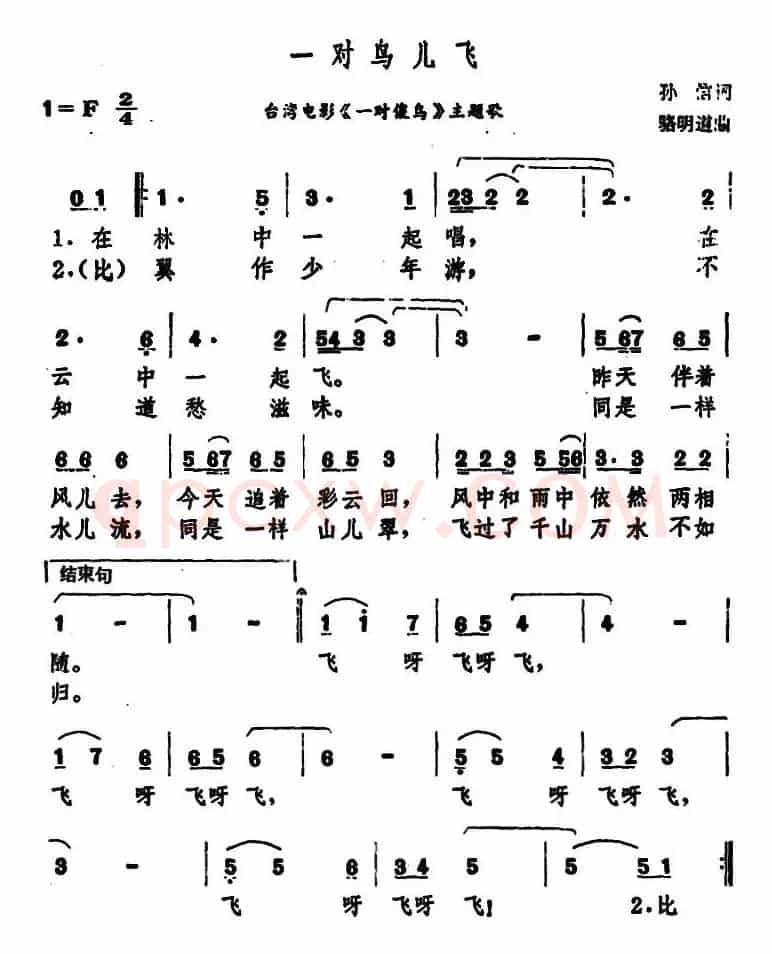 一对鸟儿飞（台湾电影《一对傻鸟》主题歌）