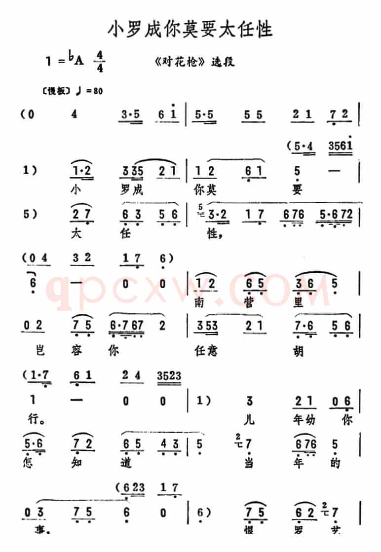 小罗成你莫要太任性（《对花枪》选段）