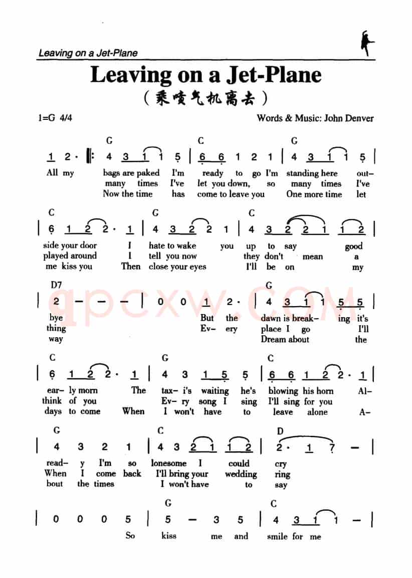 Leaving on a Jet-Plane（乘喷气机离去）