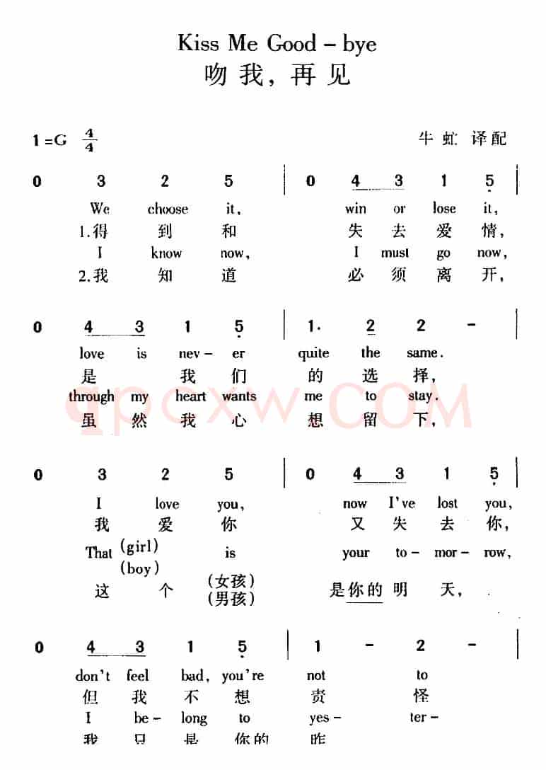 Kiss Me Good bye 吻我，再见（中外文对照）