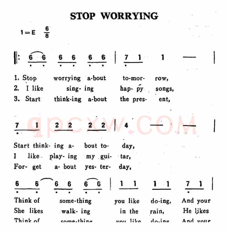 STOP WORRYING（不要忧虑）