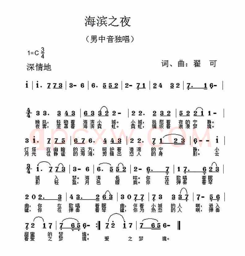 海滨之夜（翟可 词曲）