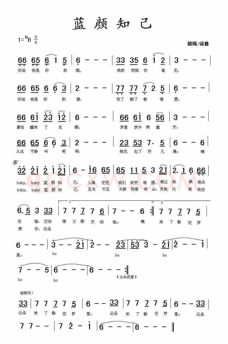 蓝颜知己（胡梅 词曲）