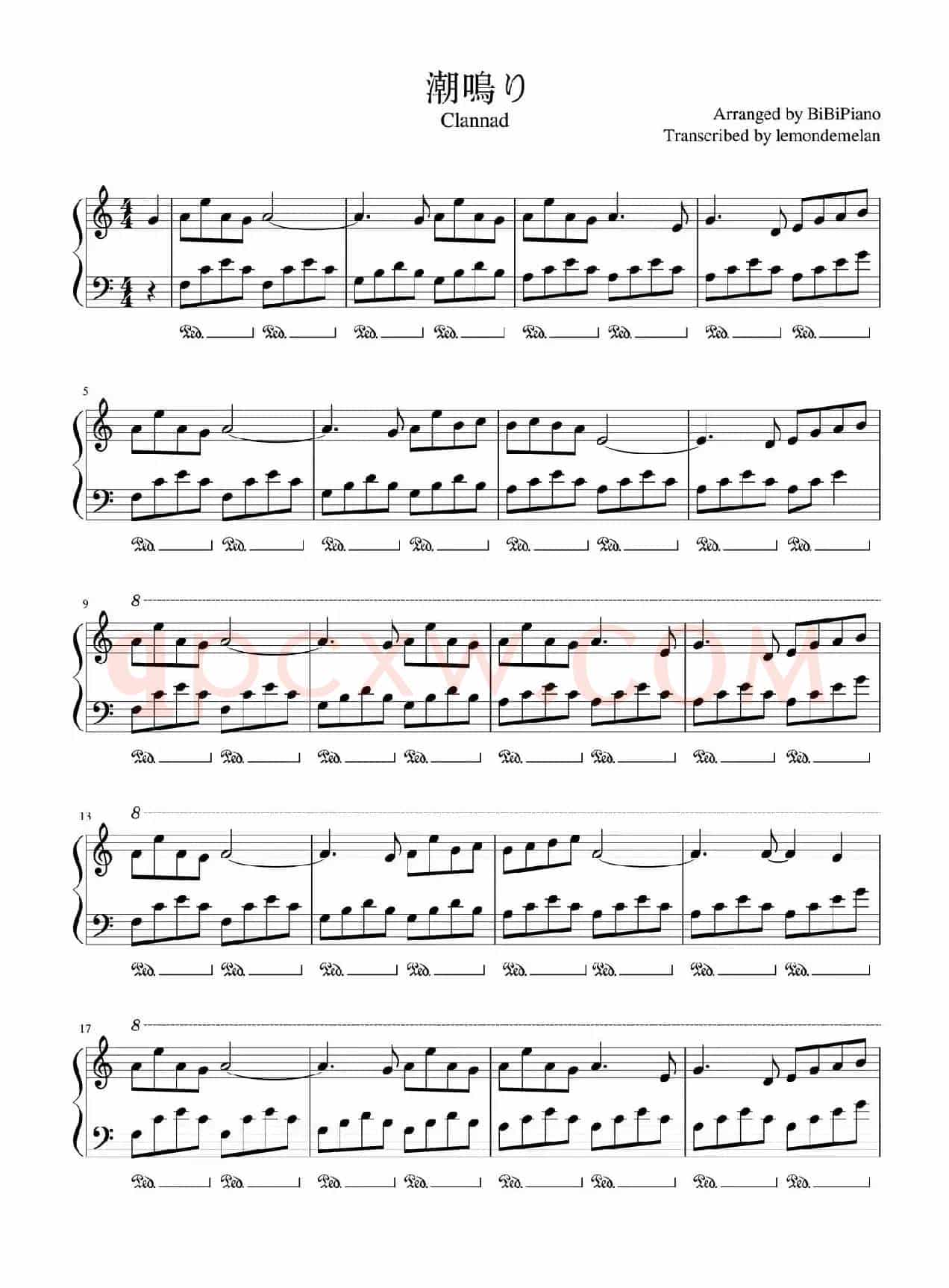 潮鸣（潮鳴り）【CLANNAD（团子大家族）插曲】（BiBiPiano钢琴版）