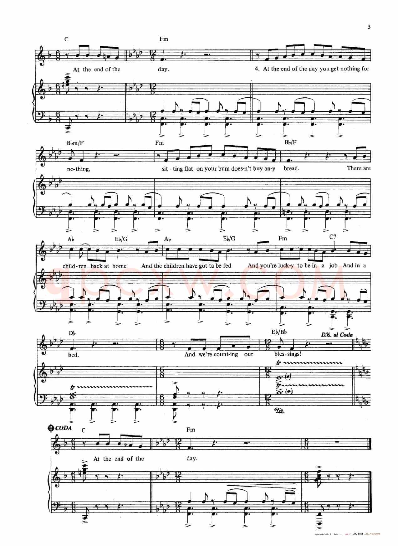 At the End of the Day (音乐剧《悲惨世界》(Les Miserables)选曲、正谱 )