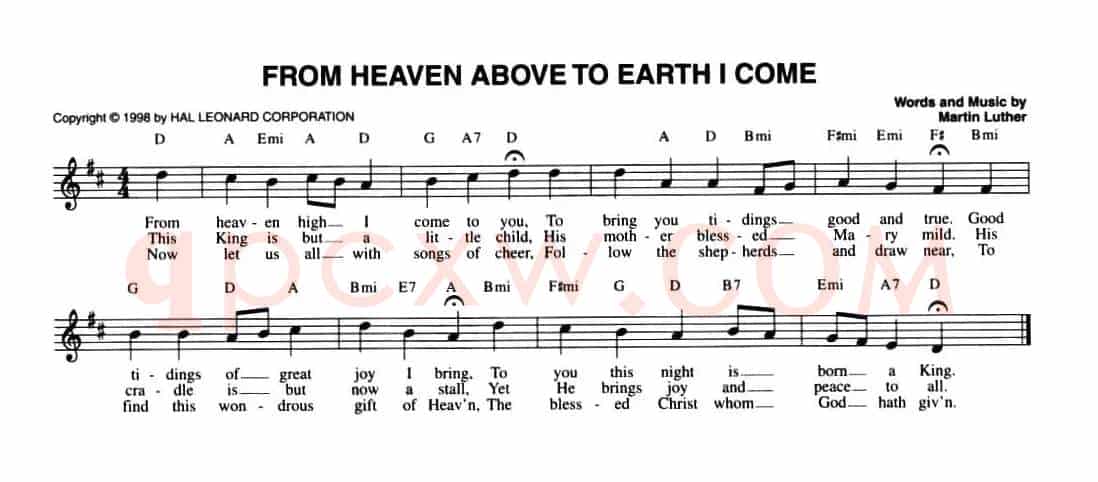 FROM HEAVEN ABOVE TO EARTH I COME